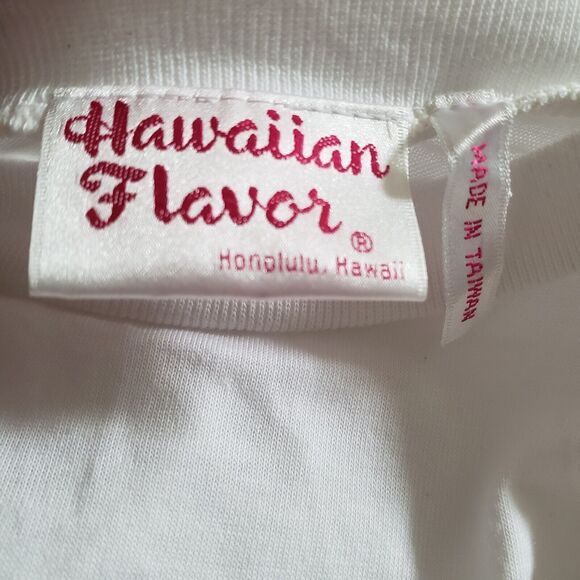 Vintage Hawaiian Flavor Cover Up T Shirt Dress White Floral New With Tags - Picture 6 of 11
